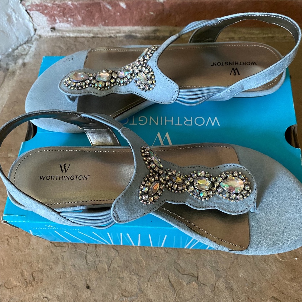 WORTHINGTON WOMEN'S ODETTE FASHION CASUAL SANDALS,BLUE,US SIZE 8M